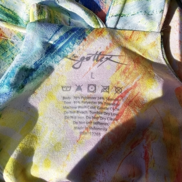 NWT X Gottex Longline Floral Palm Print Sports Top with Built-in Bra, Largr - Picture 5 of 9